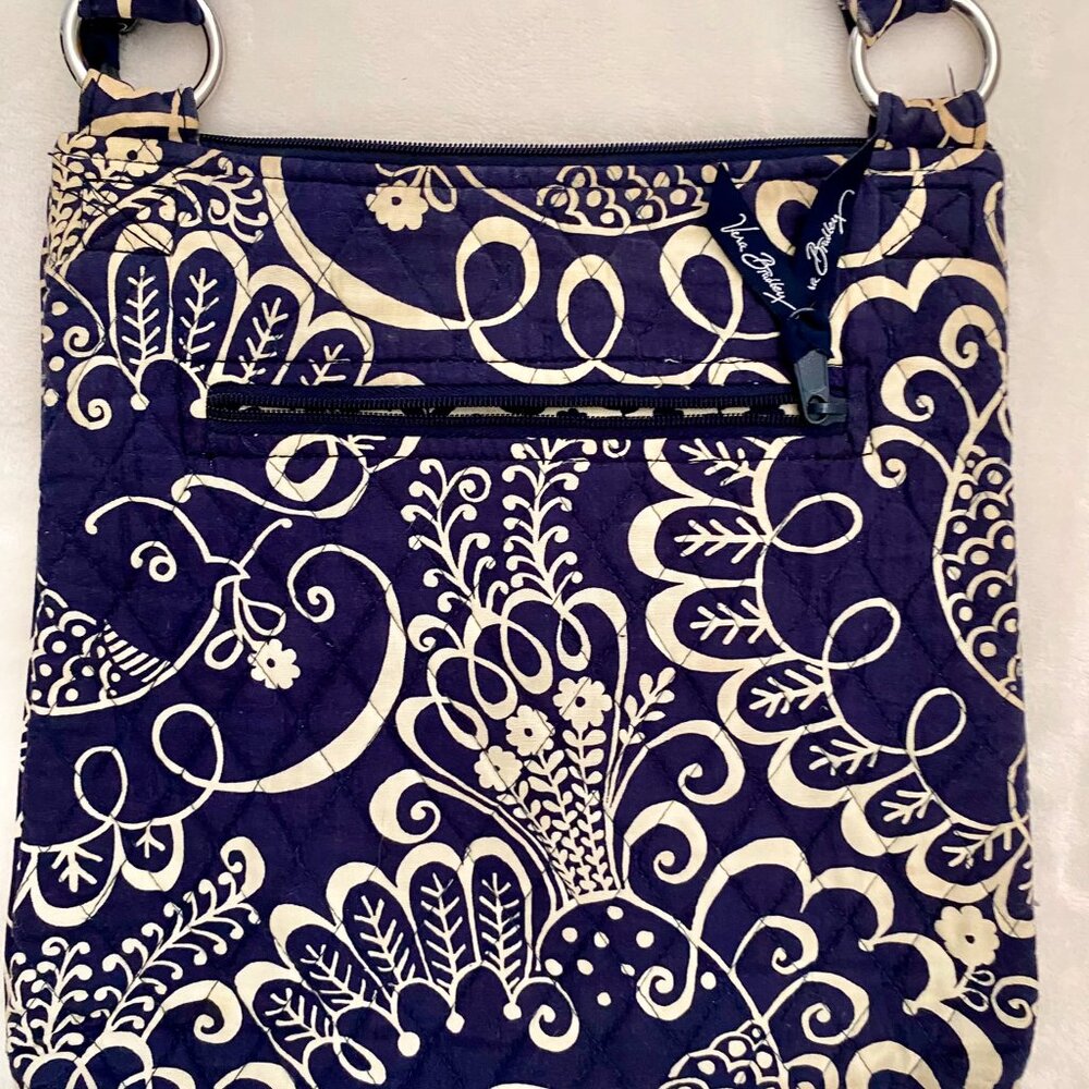 Vera Bradley Cross Body Hipster in Twirly Birds Blue and Cream